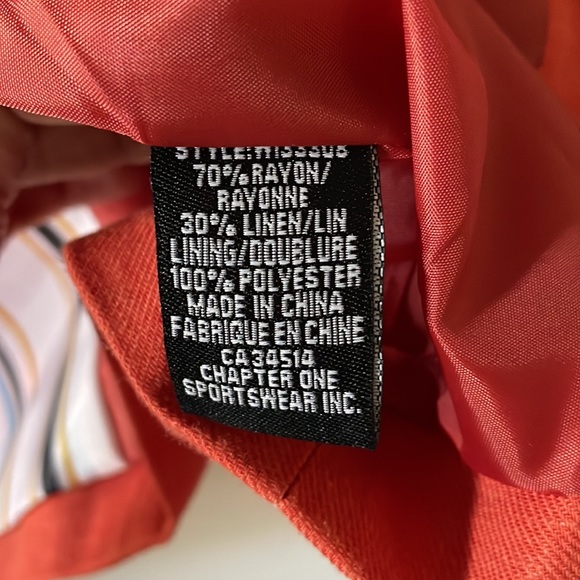 Blazer Jules & Leopard lined jacket padded shoulders 30% linen Coat Size S - Picture 3 of 15